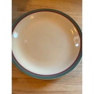 Pfaltzgraff Softlight Pasta Bowl 12 Inch Teal Mauve Rim Stoneware USA 7-420